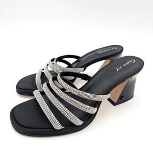 Circus NY Heddie Rhinestone Strap Heeled Sandals Women's Black Size US9M EU40